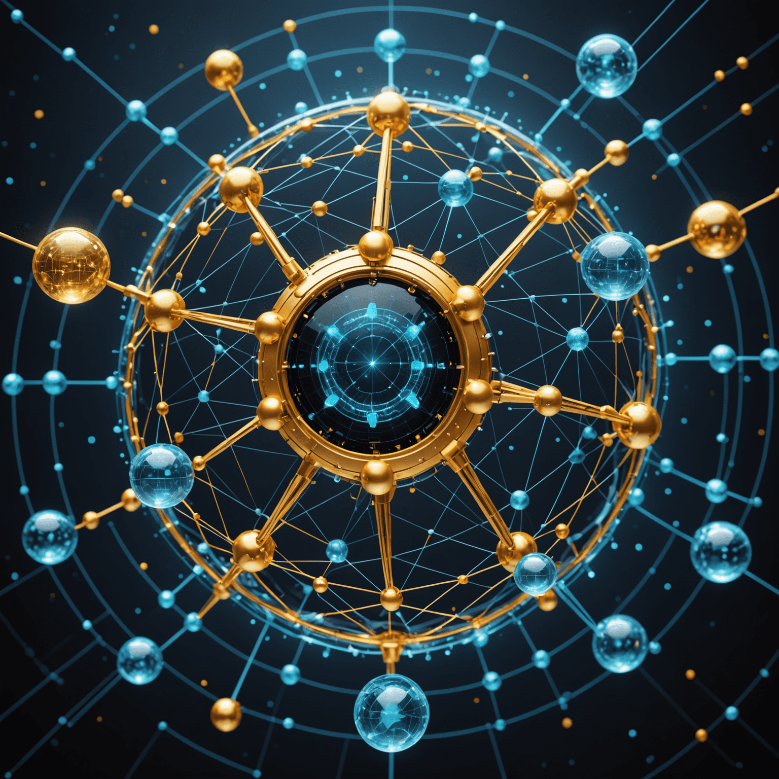 A futuristic representation of quantum computing and AI, showing interconnected nodes symbolizing quantum bits, with holographic trading charts and AI algorithms floating around. The image conveys the convergence of quantum technology, artificial intelligence, and financial markets.