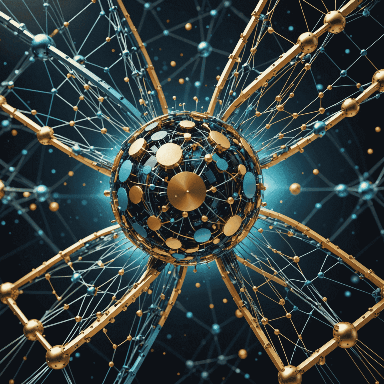 Conceptual image of quantum computing and artificial intelligence merging, with abstract representations of qubits and neural networks intertwining