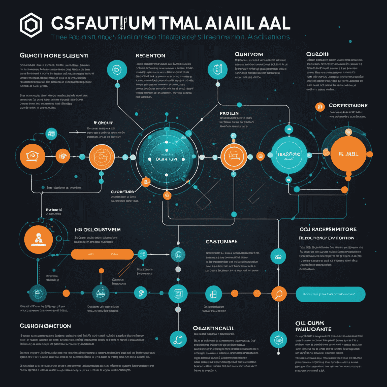 A timeline infographic showing the evolution of Quantum AI from theoretical concepts to practical applications, with key milestones highlighted